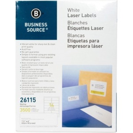 BUSINESS SOURCE Label, Ij/Laser, 1.3X4, We, 3500 BSN26115